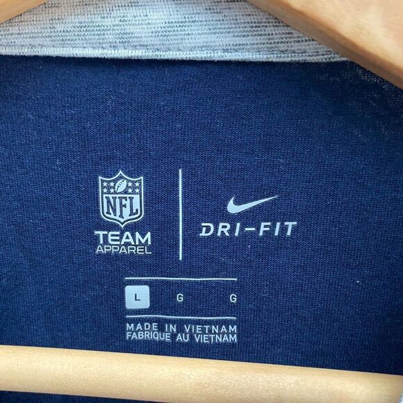 Denver Broncos Football Nike DRI-FIT Gray/Navy Performance Henley Shirt Large - Picture 2 of 6